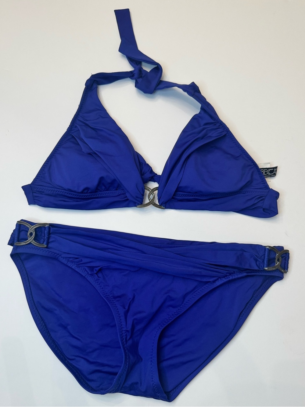 Becca by Rebecca Virtue Royal Blue Bikini Set Ring Hardware M/L